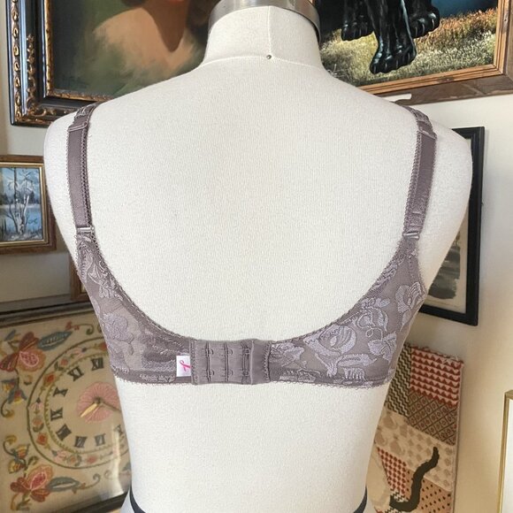 Wacoal Greige Floral Lace Unlined Underwire Awareness Bra 85567 Size 36C - Picture 4 of 5